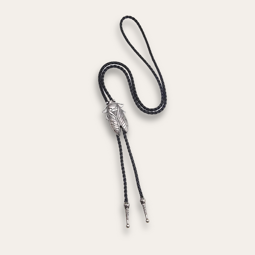 Cicada bolo tie, silver finish