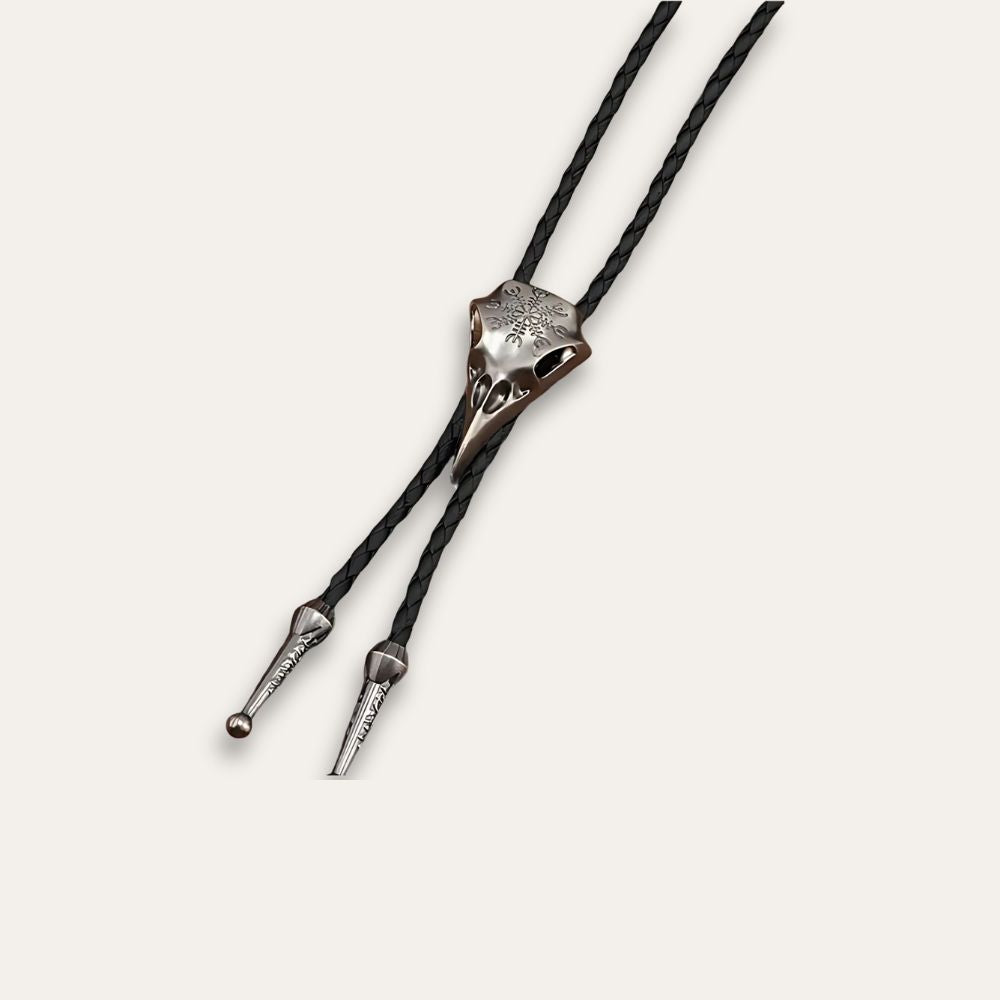 Crow skull bolo tie