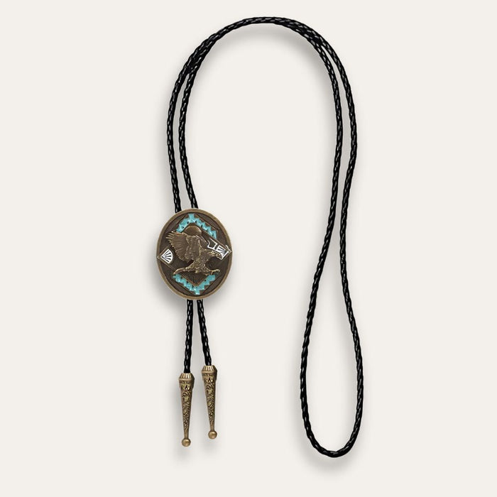 Eagle totem bolo tie, brown finish
