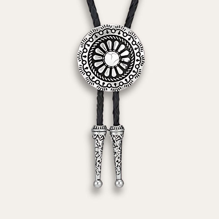 Flower bolo tie, white finish
