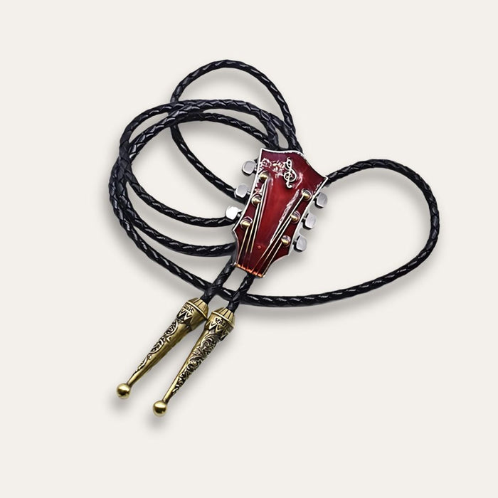 Music bolo tie, red finish