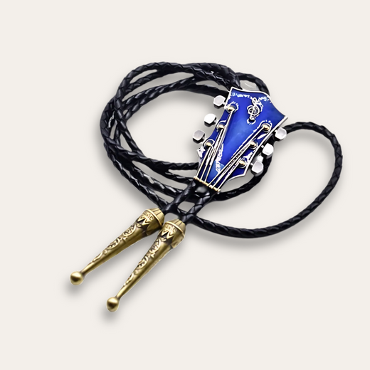 Music bolo tie, blue finish