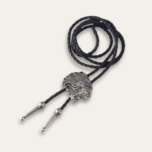 Portrait bolo tie, grey finish
