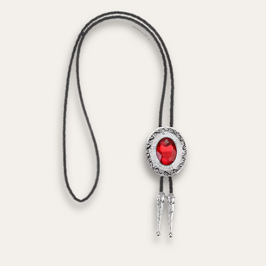 Rhinestone bolo tie, red finish