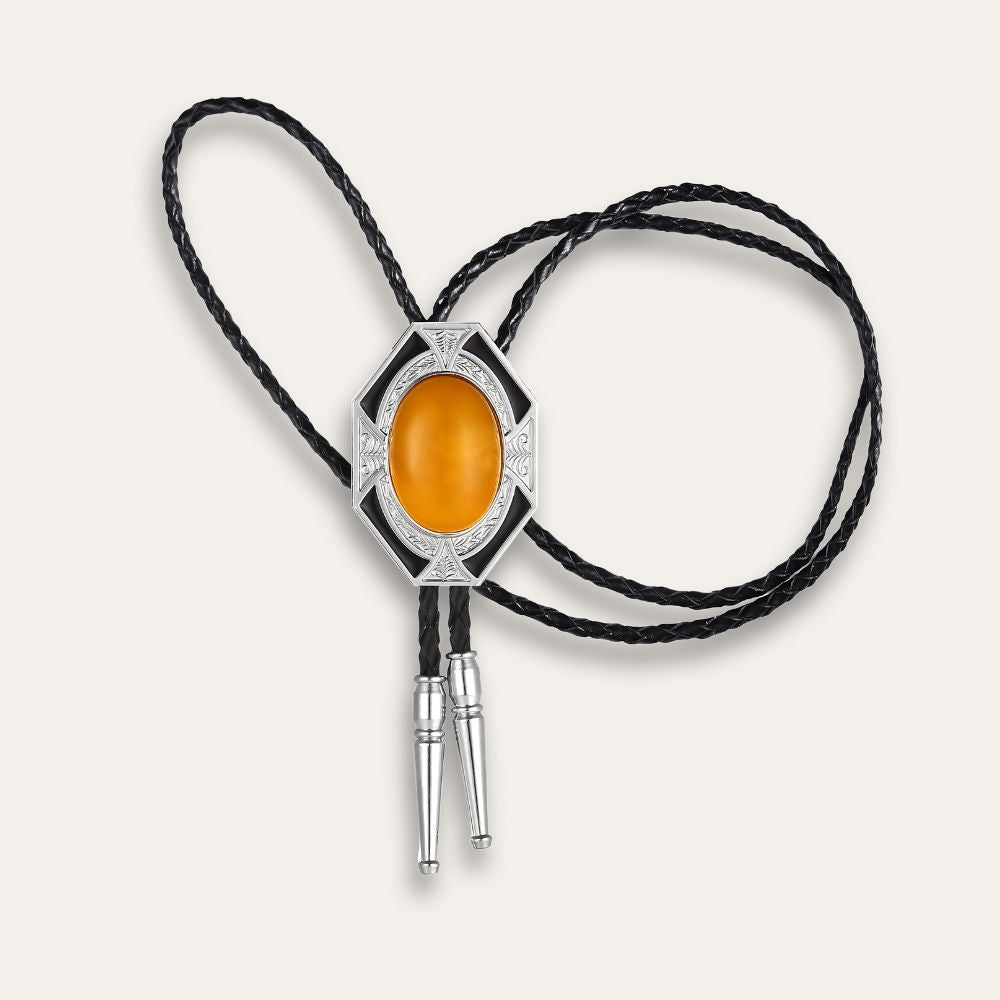Agate bolo tie, orange finish