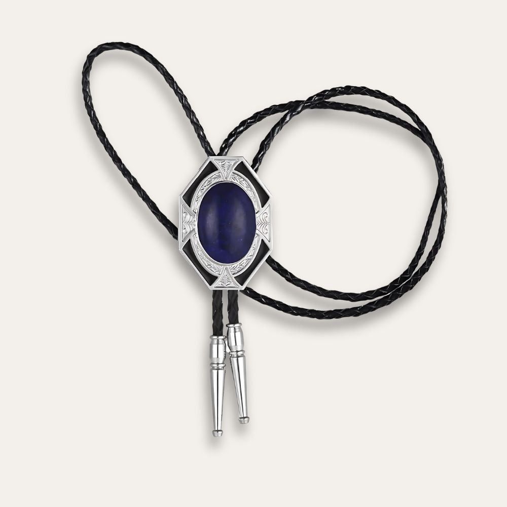 Agate bolo tie, blue finish