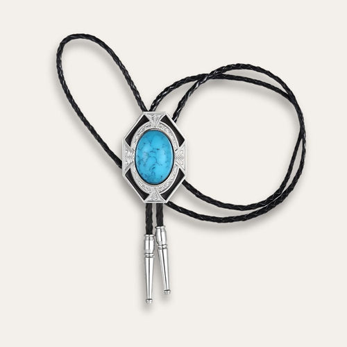 Agate bolo tie, turquoise finish