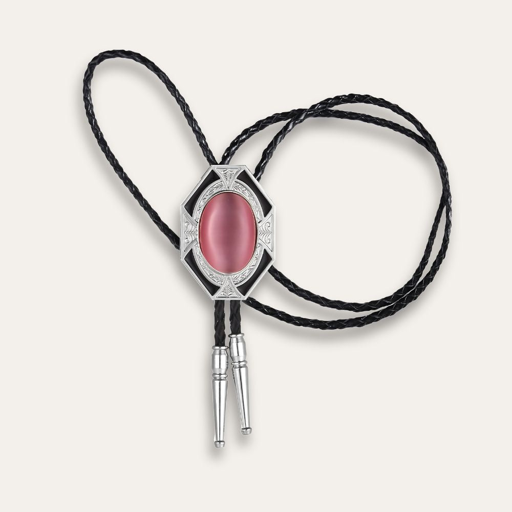 Agate bolo tie, pink finish