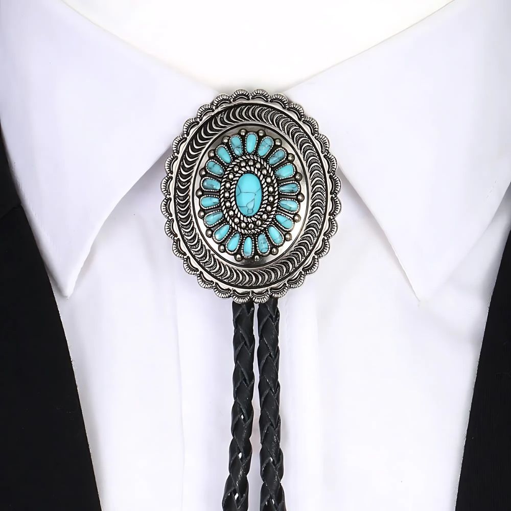 Antique turquoise bolo tie