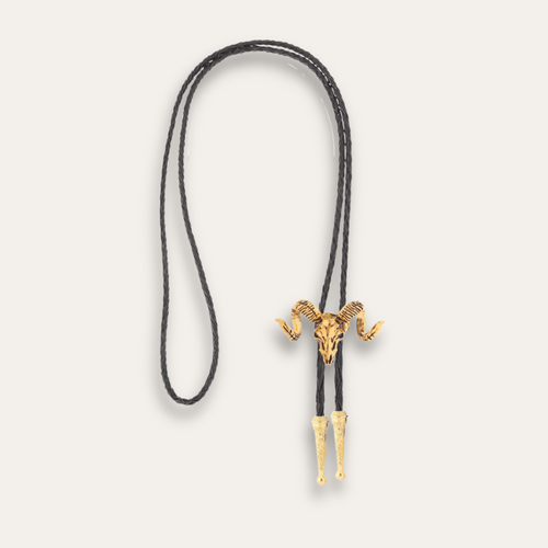 Baphomet bolo tie, gold finish