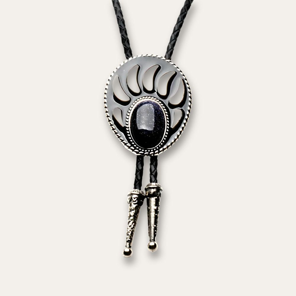 Bear paw bolo tie, black finish