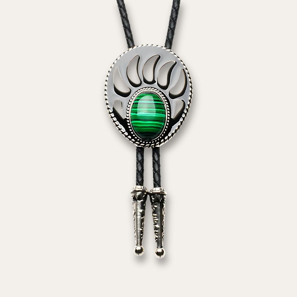 Bear paw bolo tie, green finish