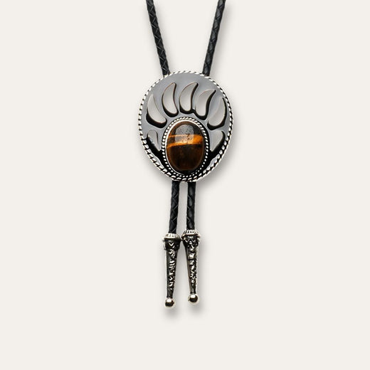 Bear Paw Bolo Tie, tiger's eye colorway