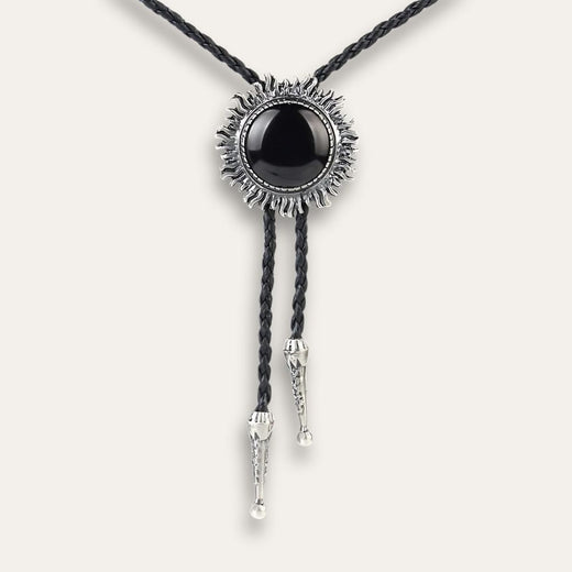 Black Bolo Tie, silver colorway