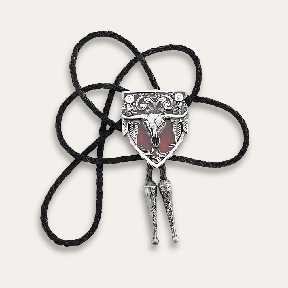 Buffalo bolo tie, red finish