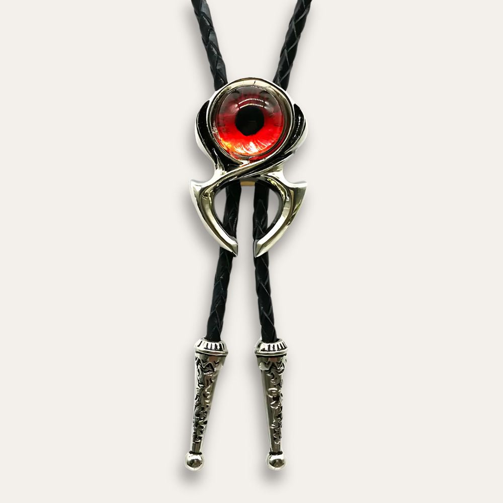 Cat eye bolo tie, red finish