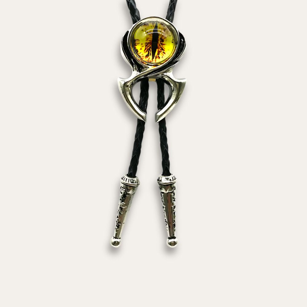 Cat eye bolo tie, yellow finish