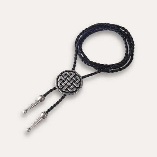 Celtic Knot Bolo Tie, silver colorway