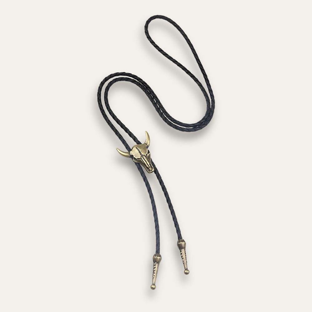 Cow bolo tie, bronze finish