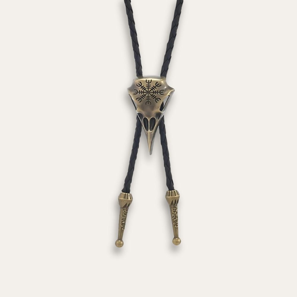 Crow skull bolo tie