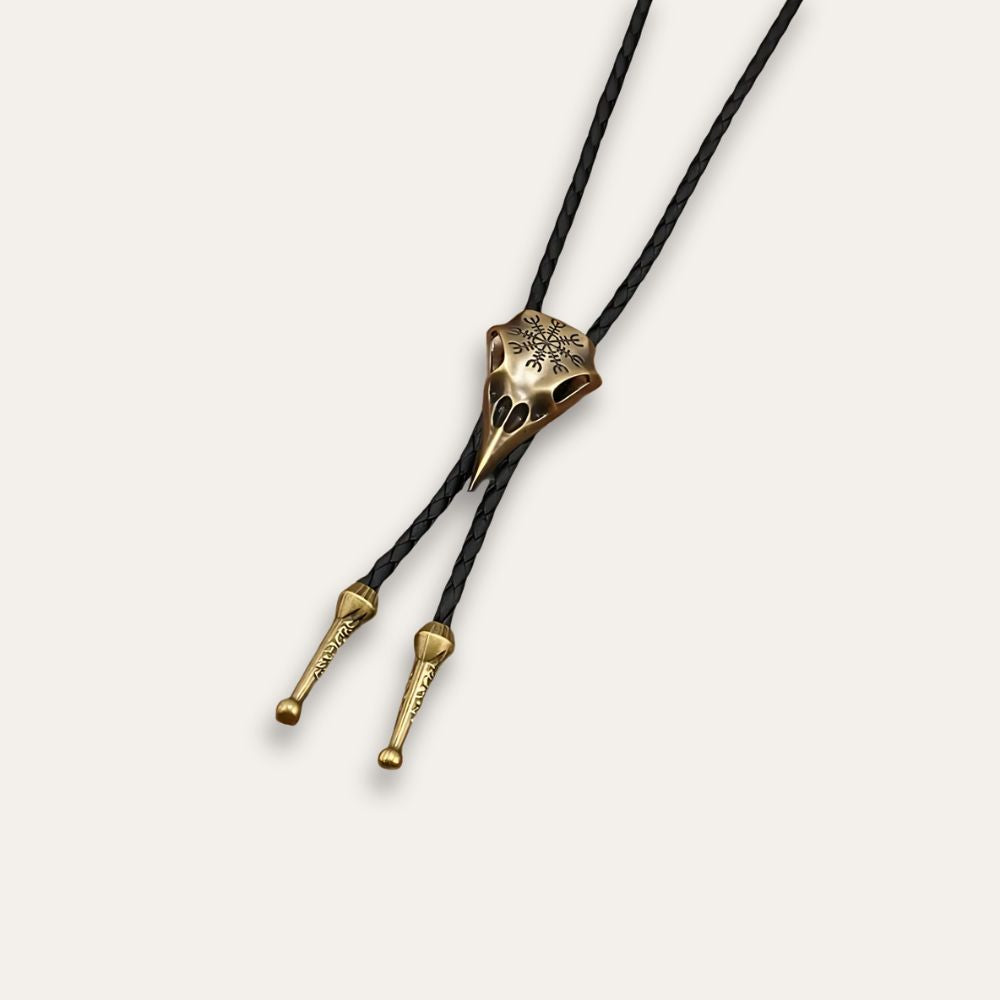 Crow skull bolo tie