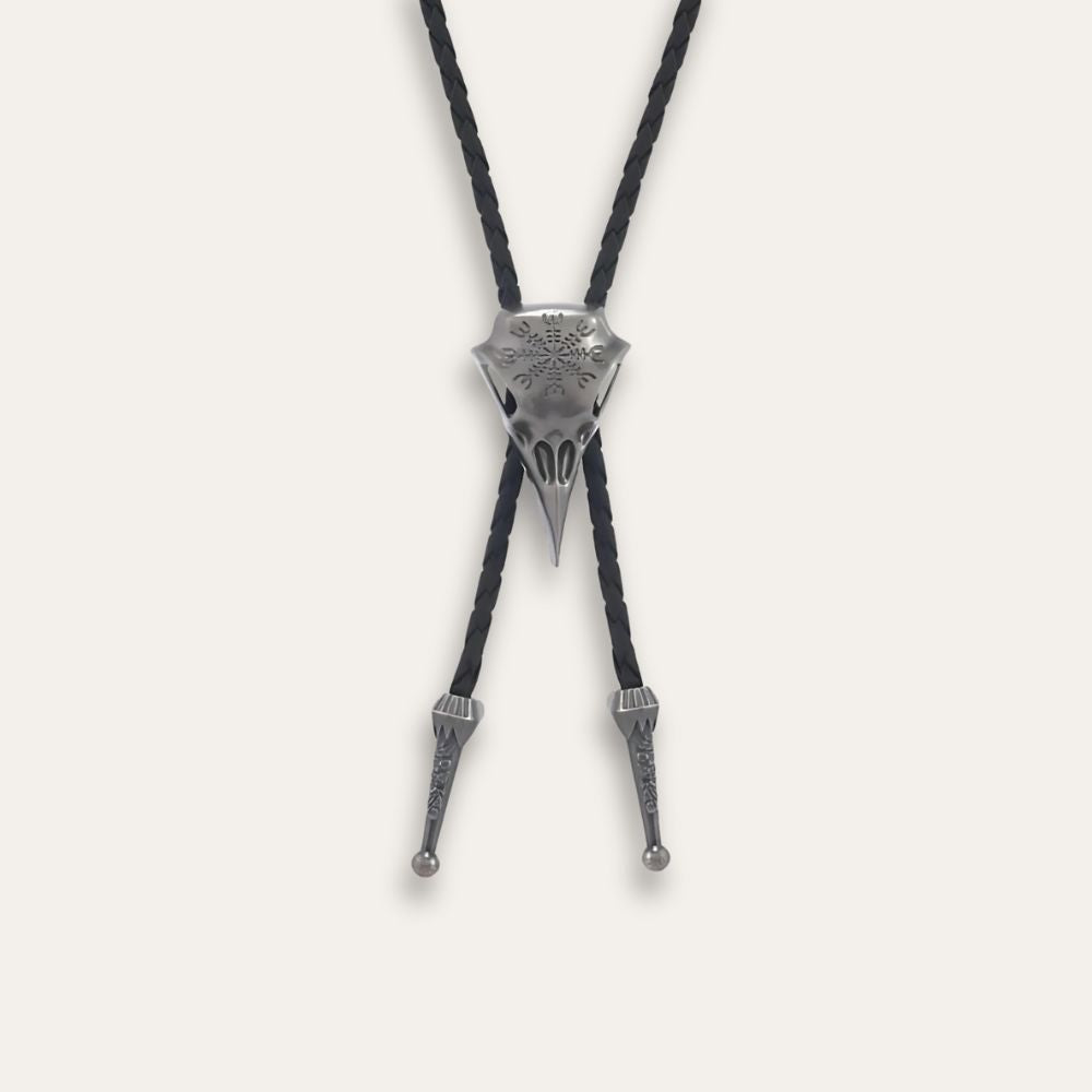 Crow skull bolo tie