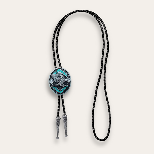 Eagle totem bolo tie, blue finish