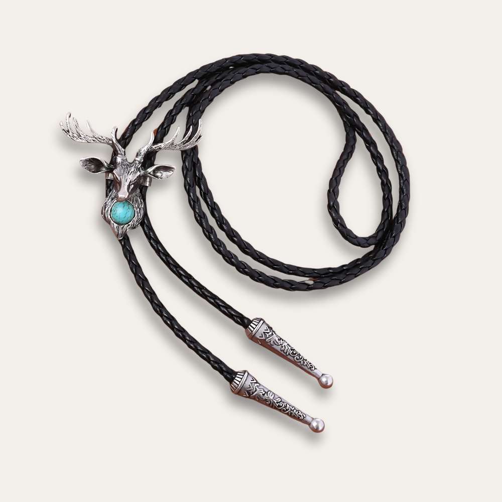 Elk bolo tie, silver finish