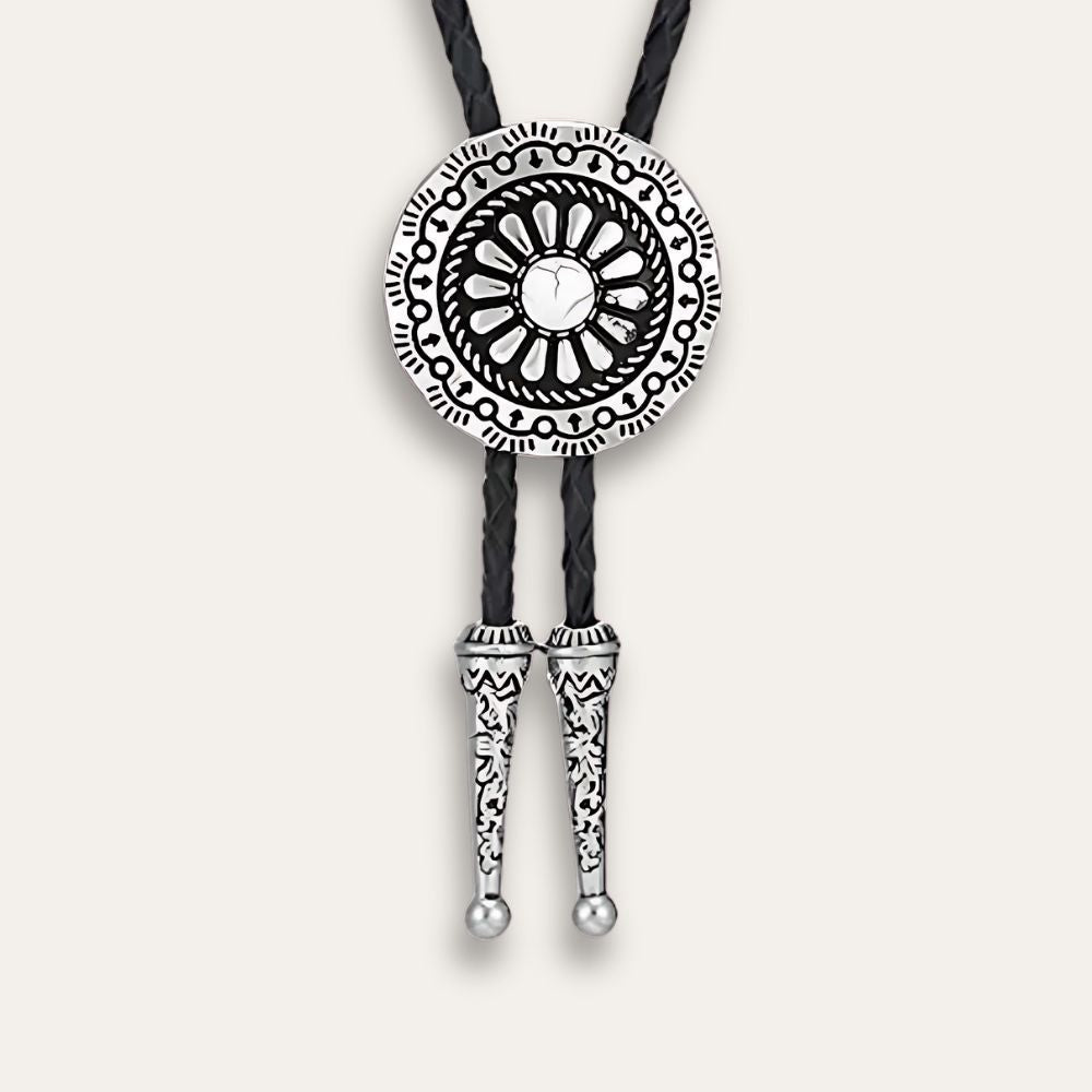 Flower bolo tie, white finish