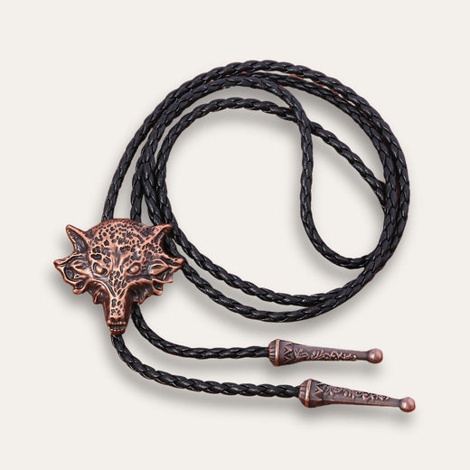 Fox Head Bolo Tie, bronze colorway
