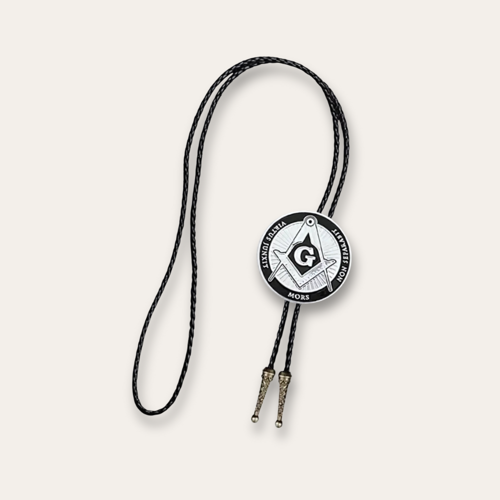 Freemason bolo tie, black finish