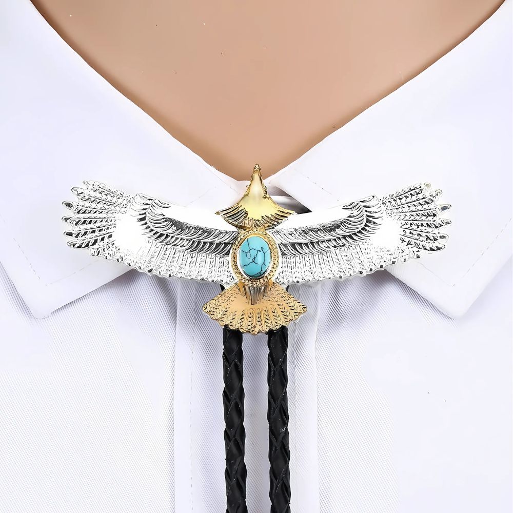 Gold eagle bolo tie