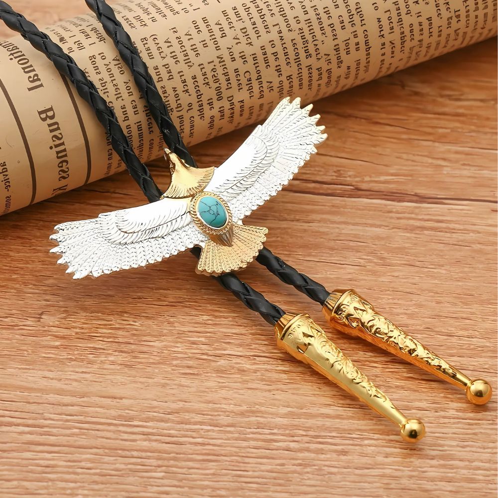 Gold eagle bolo tie