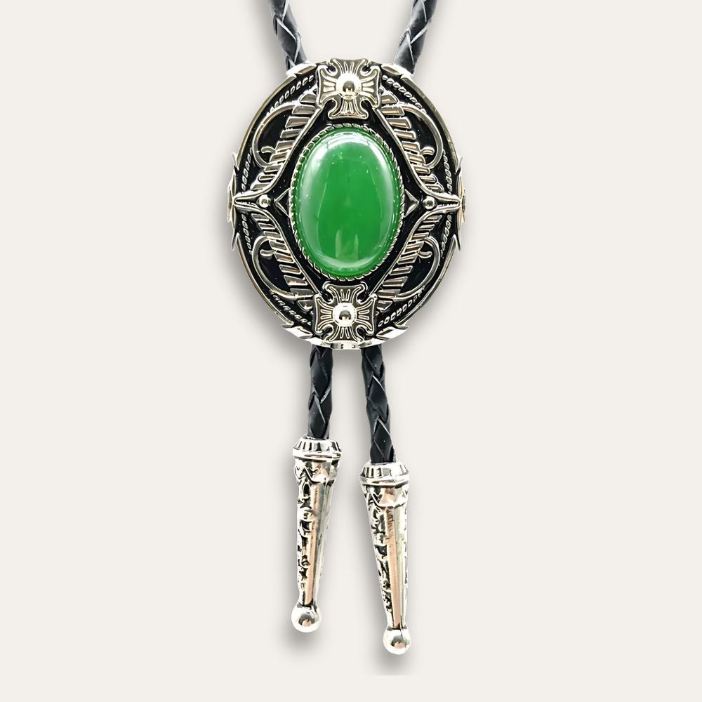 Goth bolo tie, green finish