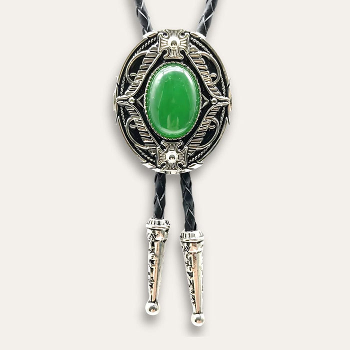 Goth bolo tie, green finish