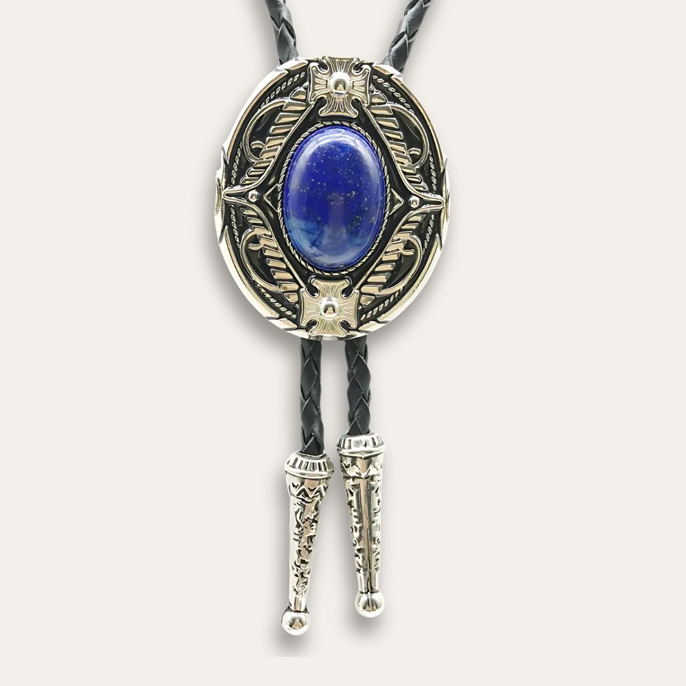 Goth bolo tie, blue finish