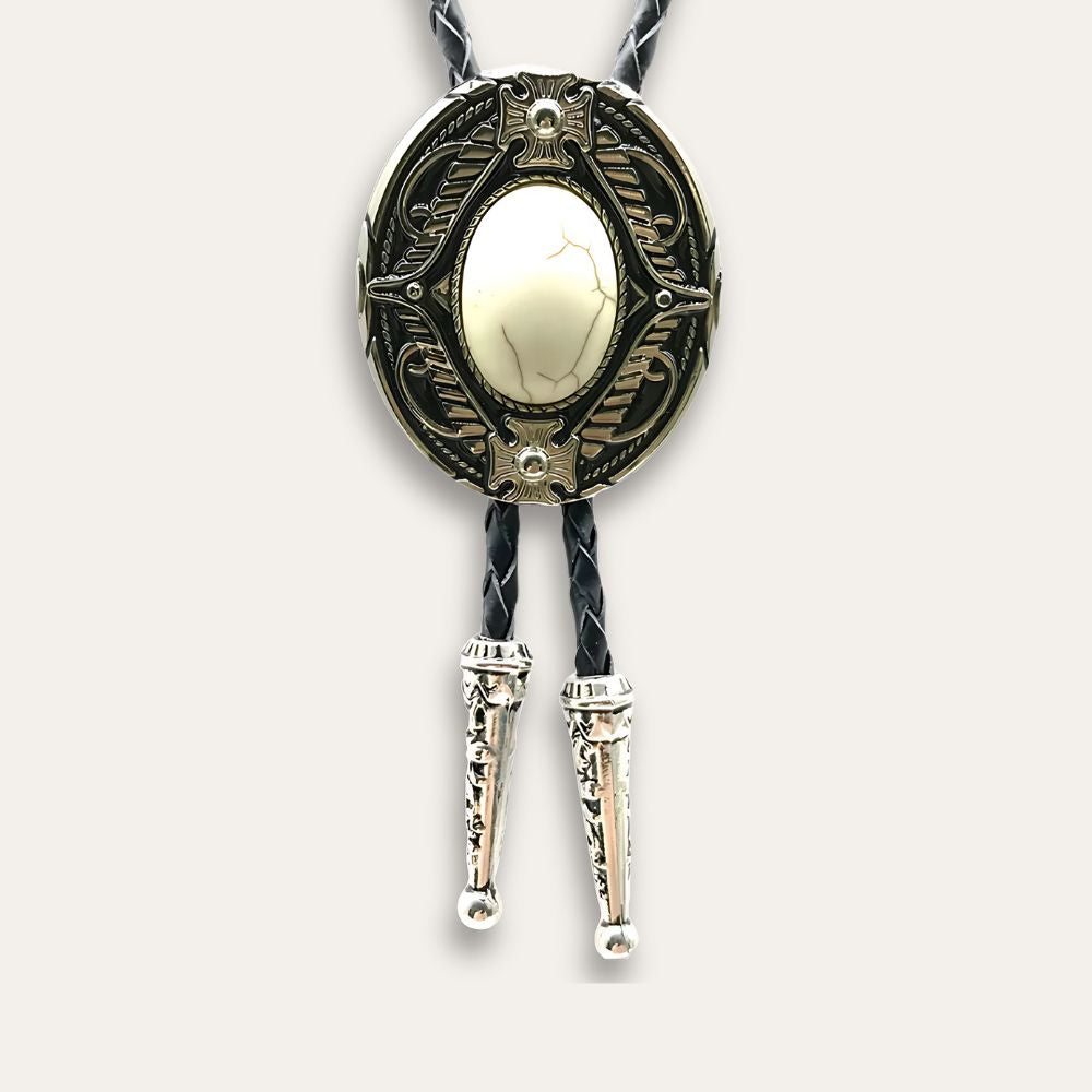 Goth bolo tie, white finish