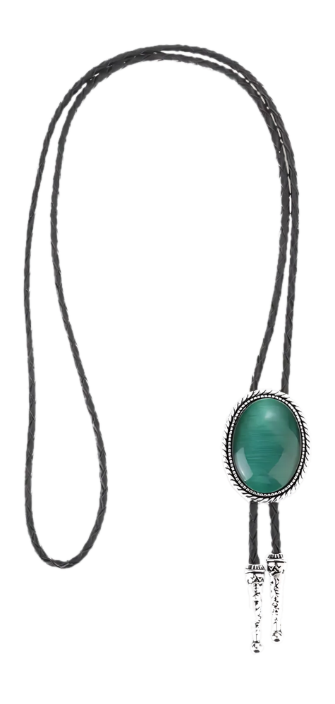 Green Cat-Eye Bolo Tie