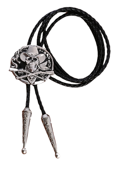 Skull and Crossed Pistols Bolo Tie