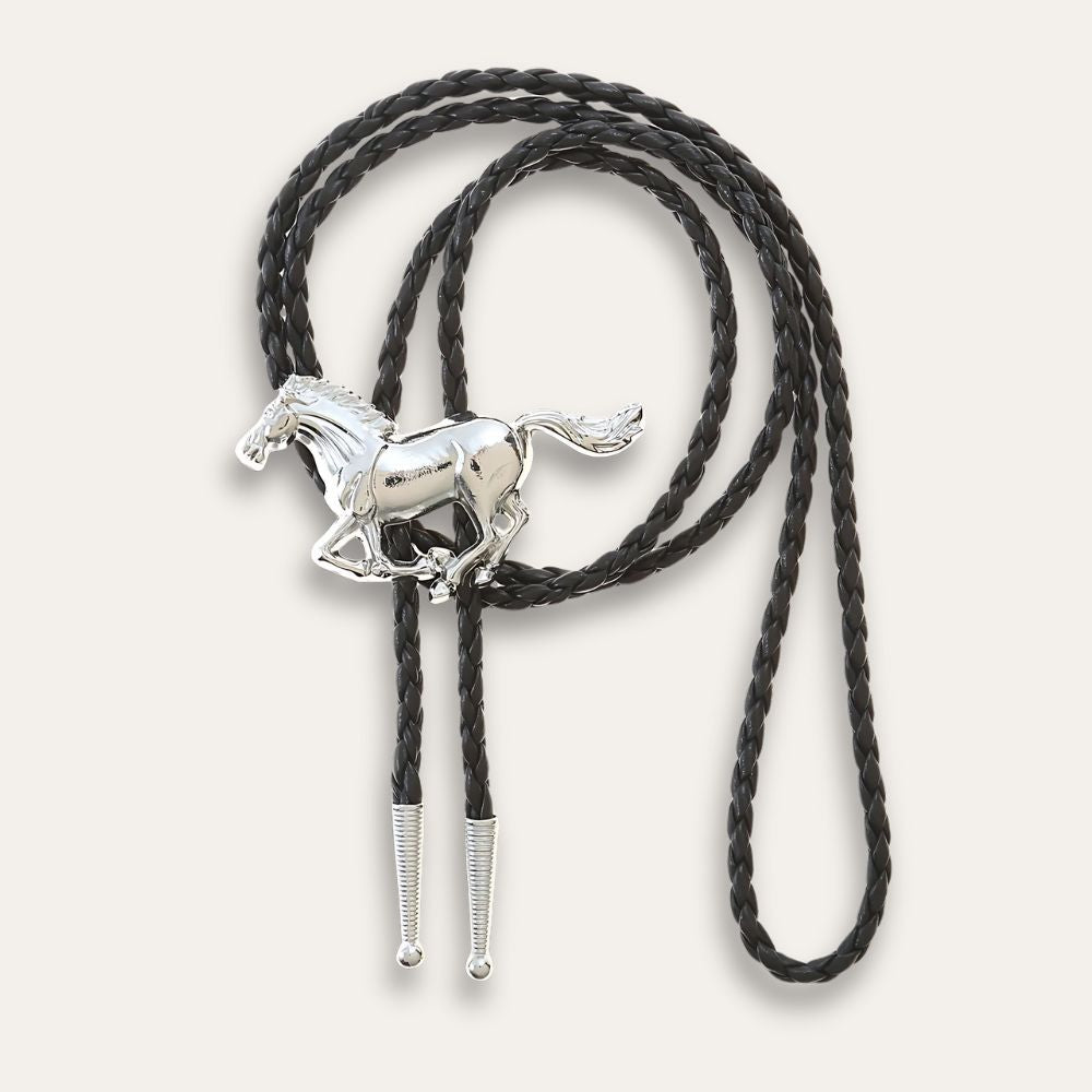 Horse bolo tie, silver finish