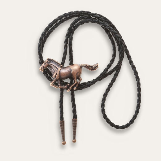 Galloping Horse Bolo Tie, bronze colorway