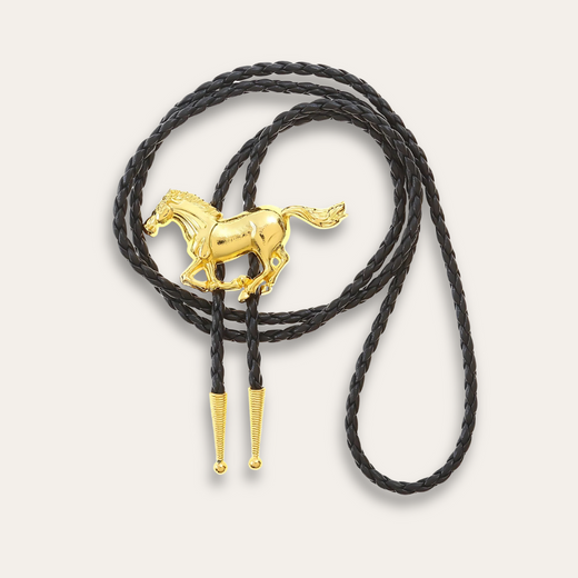 Galloping Horse Bolo Tie, gold colorway