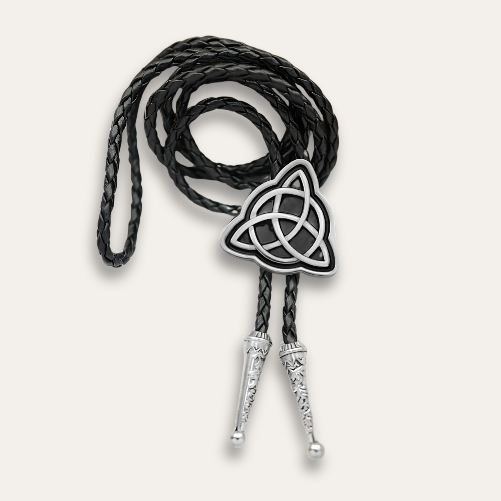 Irish bolo tie, silver finish