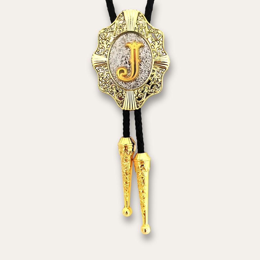 Letter bolo tie, j finish
