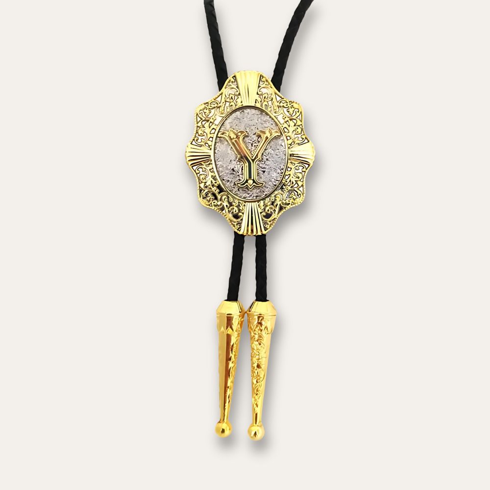 Letter bolo tie, y finish