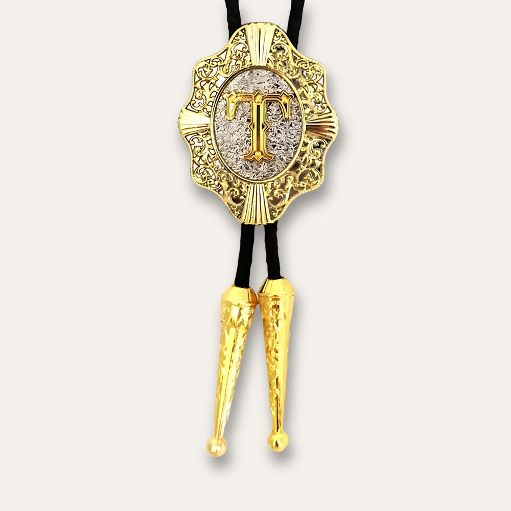 Letter bolo tie, t finish