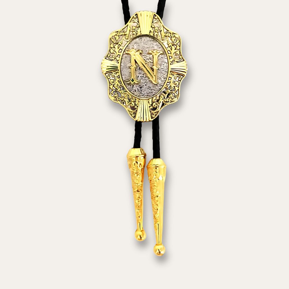 Letter bolo tie, n finish