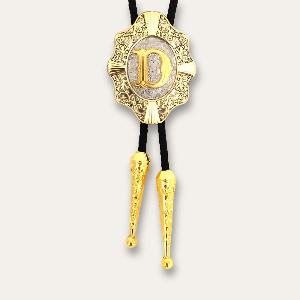 Letter bolo tie, d finish