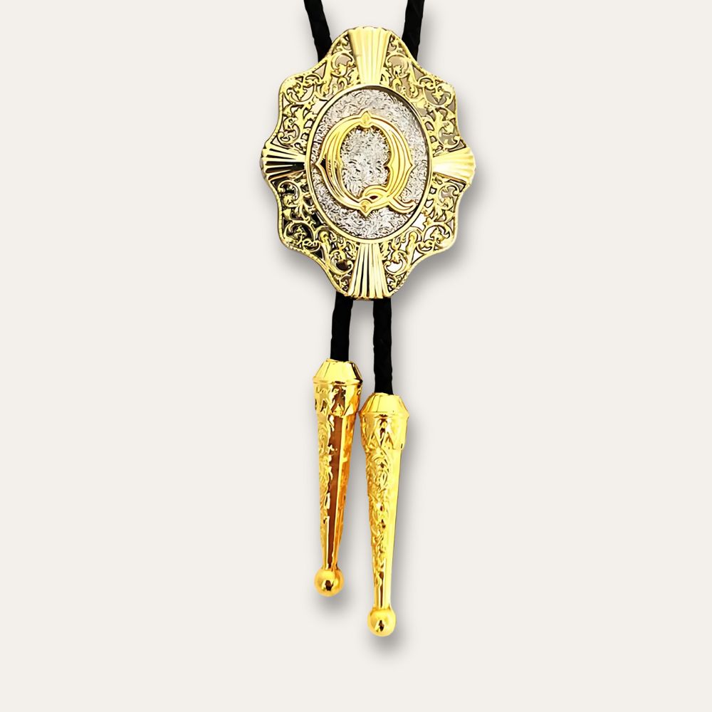 Letter bolo tie, q finish