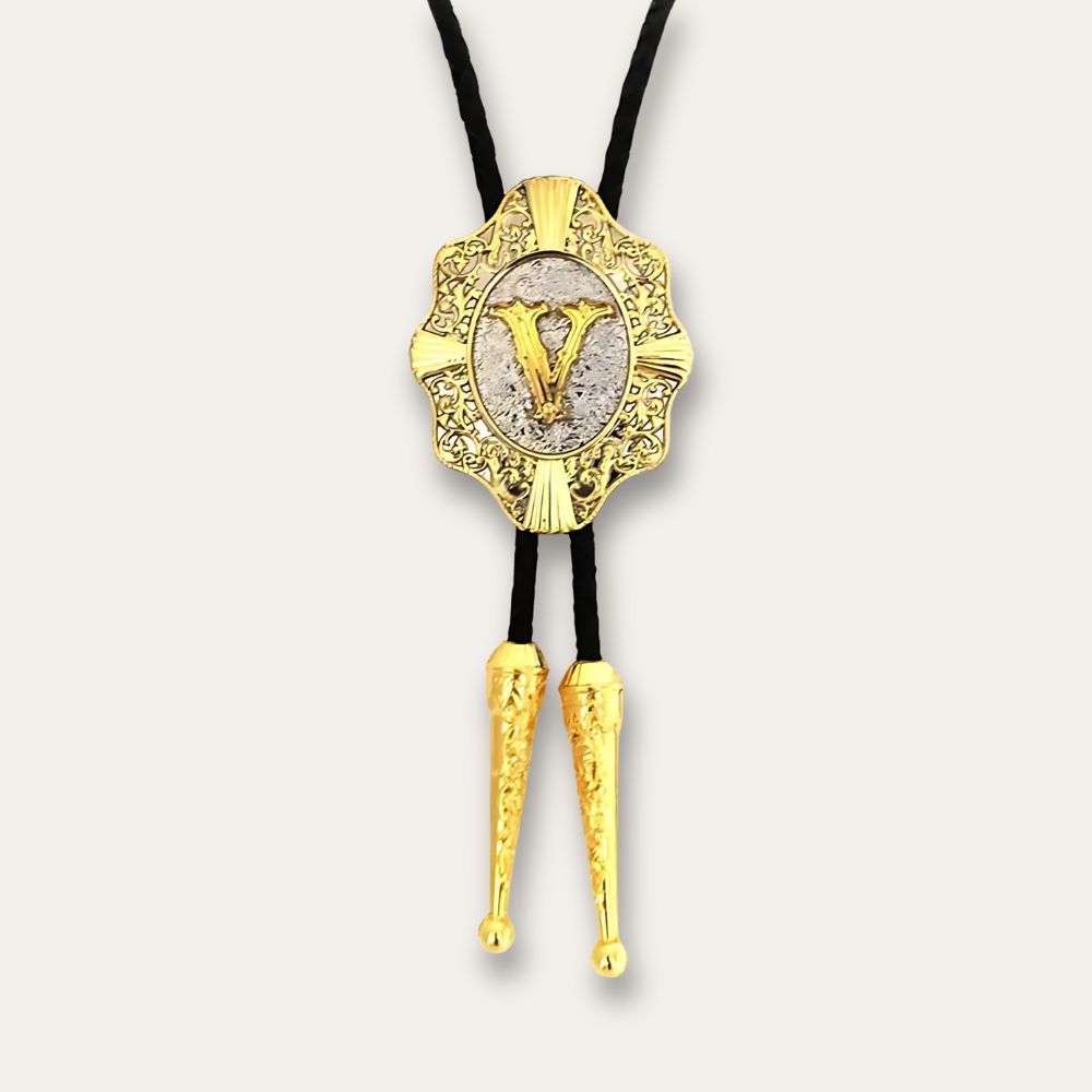 Letter bolo tie, v finish